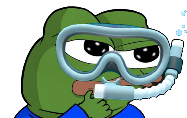 Image of pepe with a snorkel